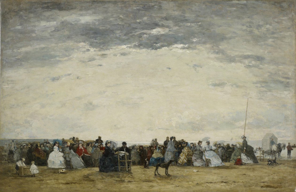 Vacationers on the Beach at Trouville by Eugene Louis Boudin