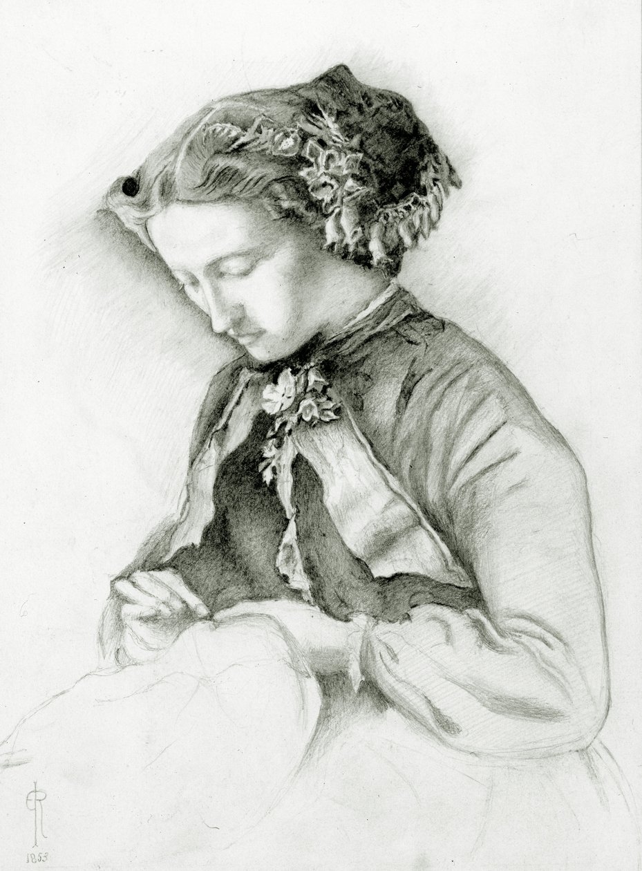 Portrait of Effie with Foxgloves in Her Hair (The Foxglove), 1853 by Euphemia Ruskin
