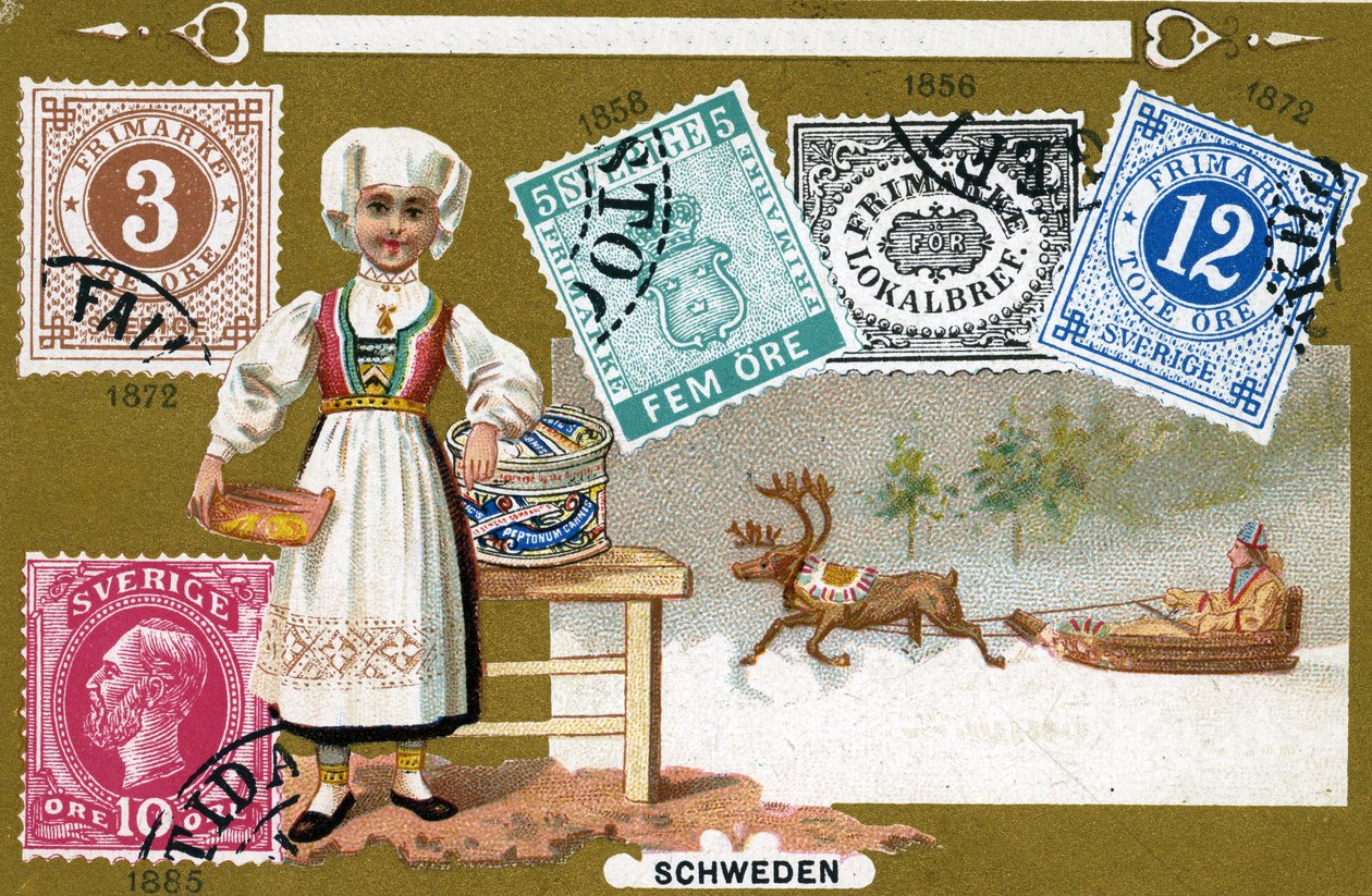 Swedish Postage Stamps, 1897 by European School