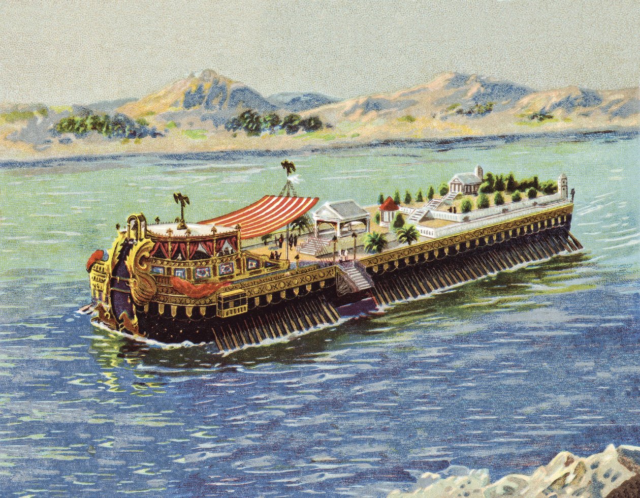 Galley of the Emperor Caligula on Lake Nemi, Italy by European School