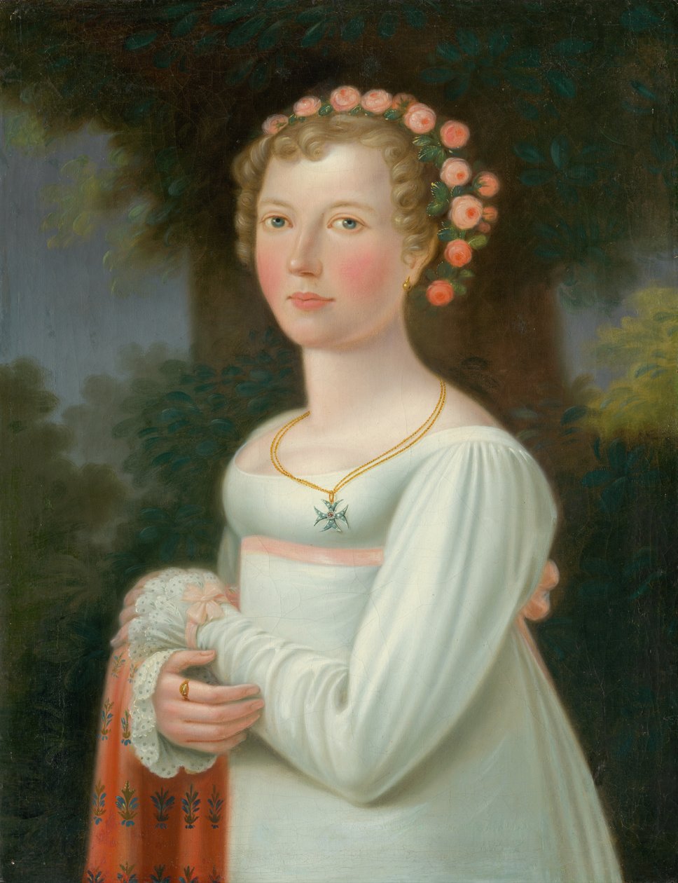 Girl in a white dress by European School