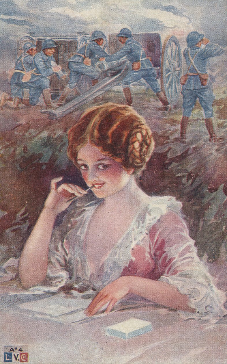 Girl Writing to a Soldier by European School