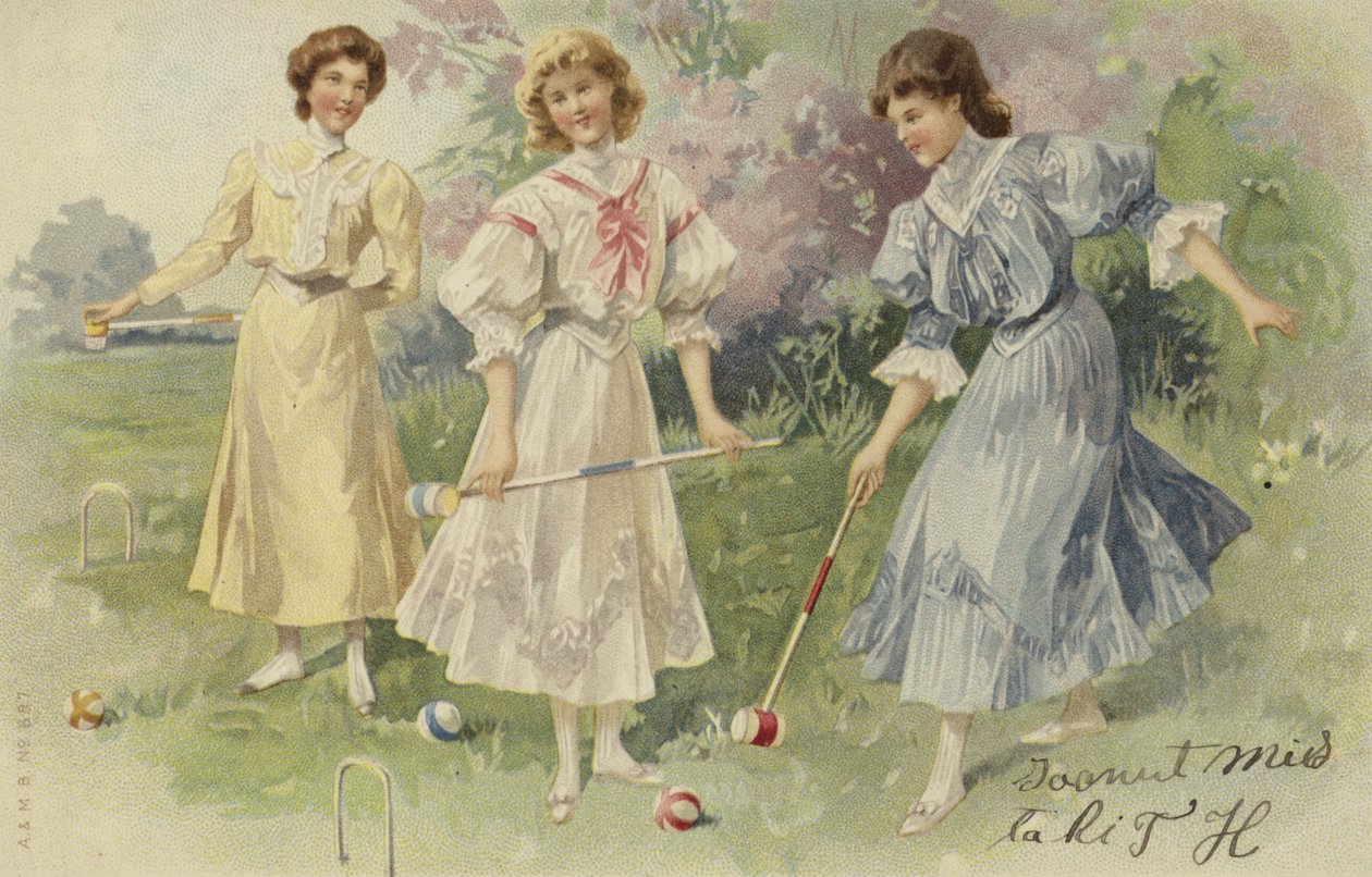 Girls Playing Croquet by European School