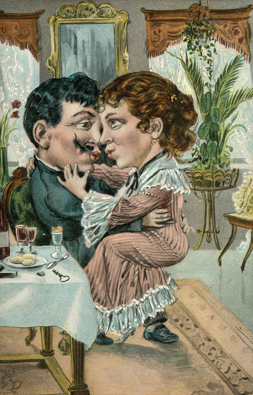 Pair of Lovers Kissing by European School
