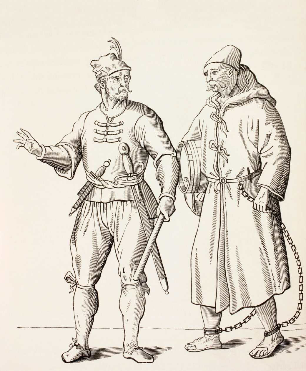 Sixteenth century Galley Soldier with a Galley Slave, c.1880 by European School