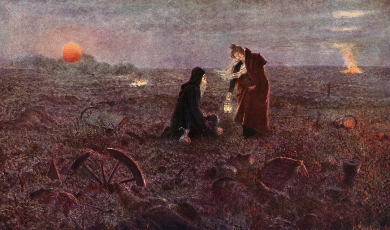 The Widow of Tuchkov on the Battlefield of Borodino by European School