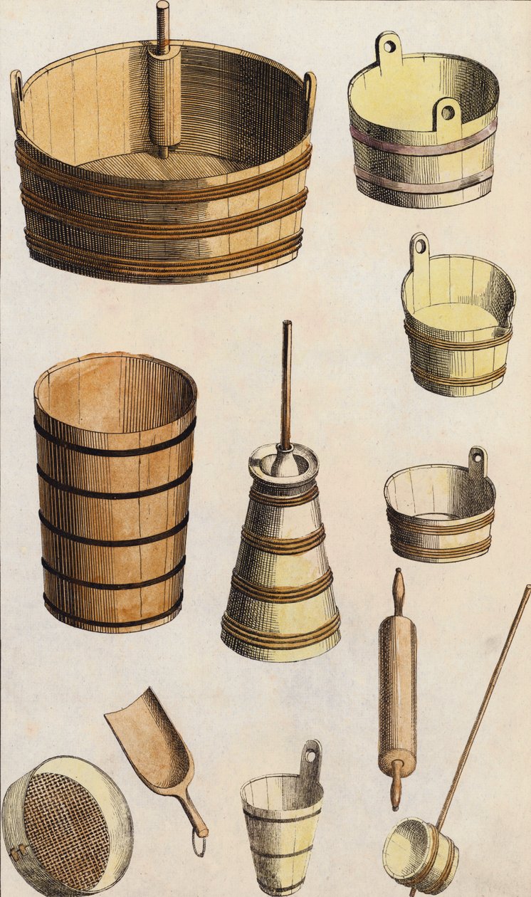 Wooden Tools and Vessels by European School
