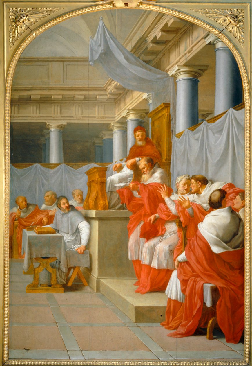 Pope Victor III confirming the institution of the Carthusian monks by Eustache (studio of) Le Sueur