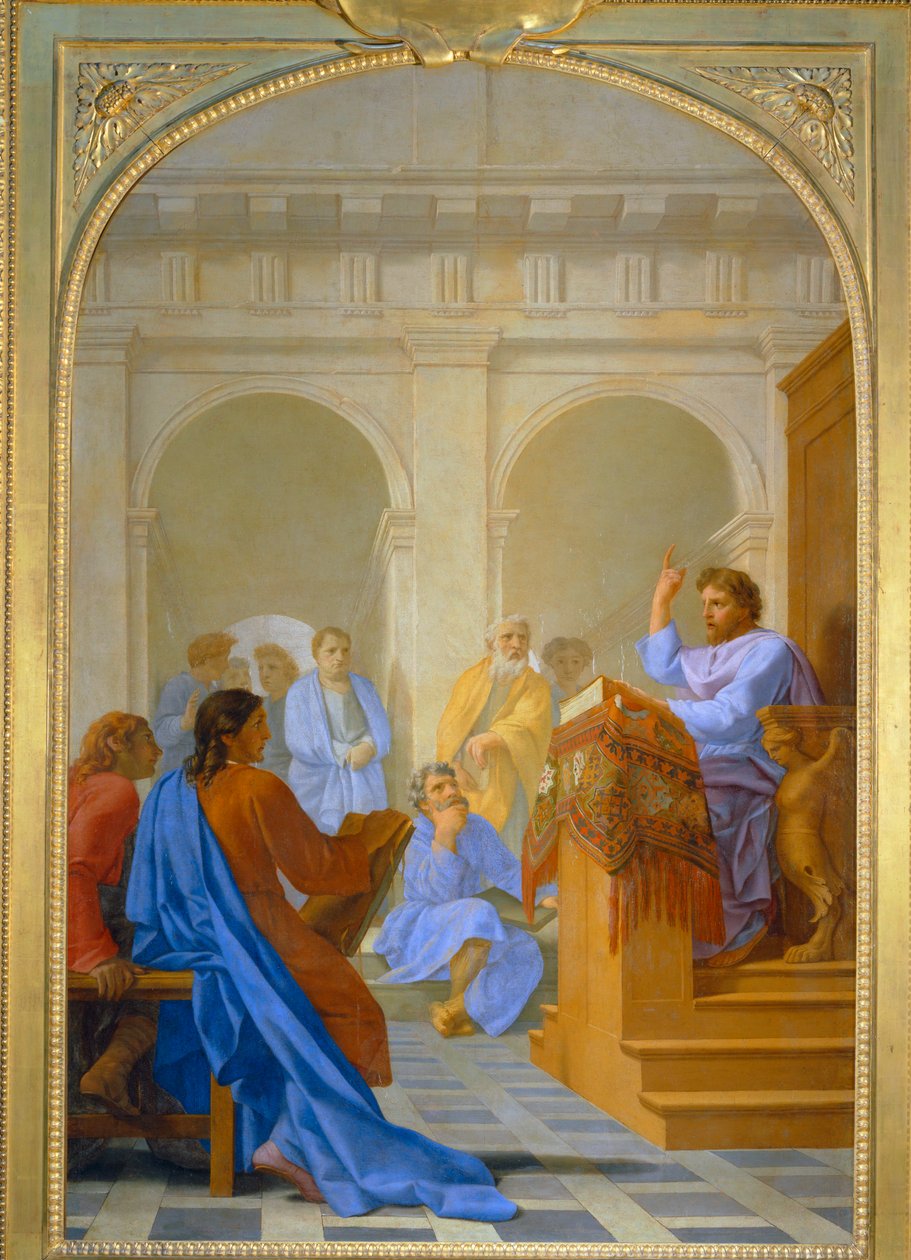 Saint Bruno teaching theology in the schools of Rheims by Eustache (studio of) Le Sueur