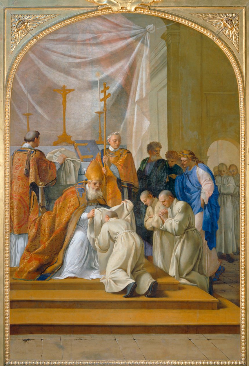 Saint Bruno Invested with the Habit of the Order by Eustache (studio of) Le Sueur