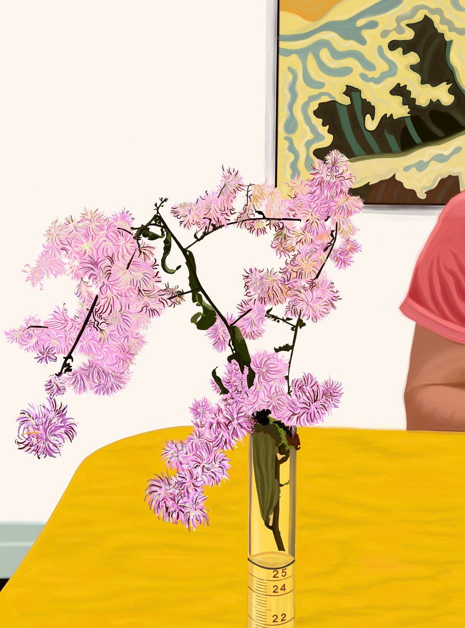 Asters on Dining Table by Evan Sklar
