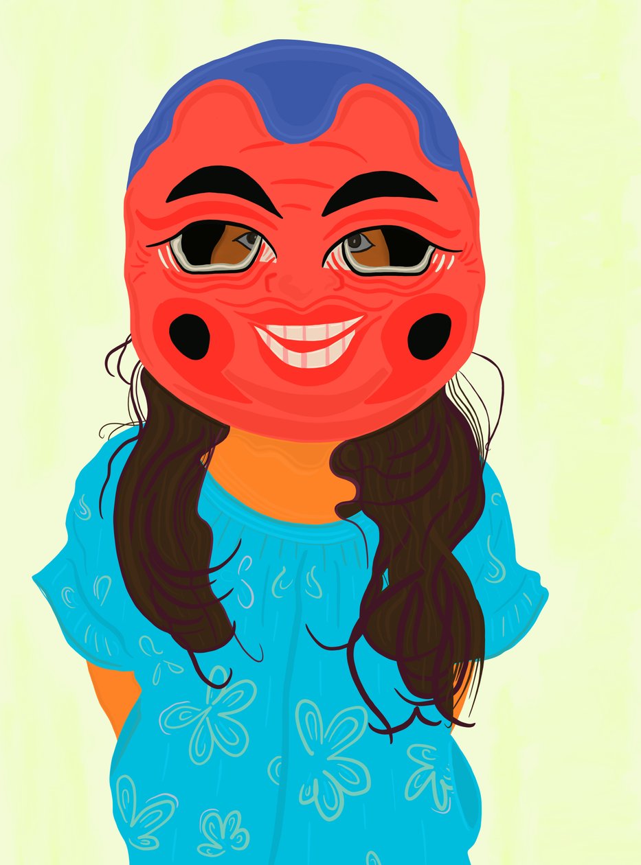 Ava in Vietnamese Mask, c.2020-24 by Evan Sklar