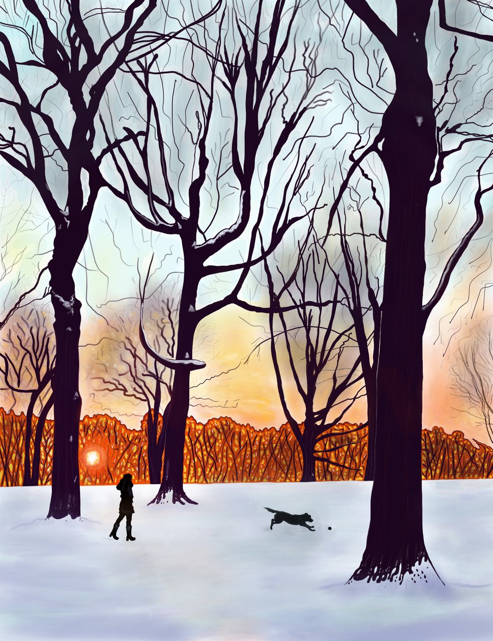 Dog In Snow, Brooklyn by Evan Sklar