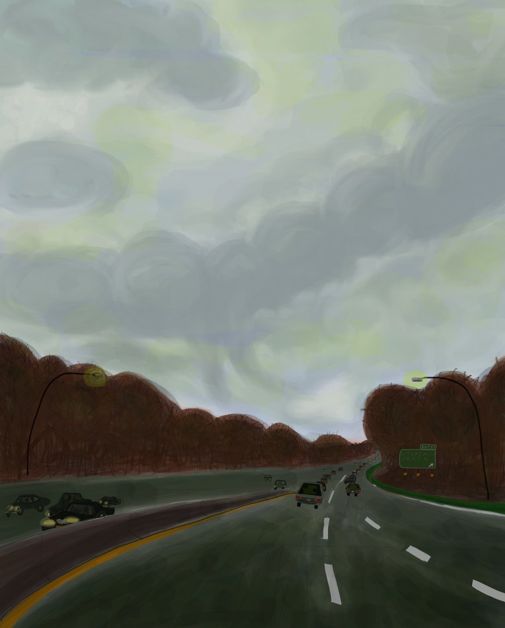 Driving the Long Island Expressway, 2017 by Evan Sklar