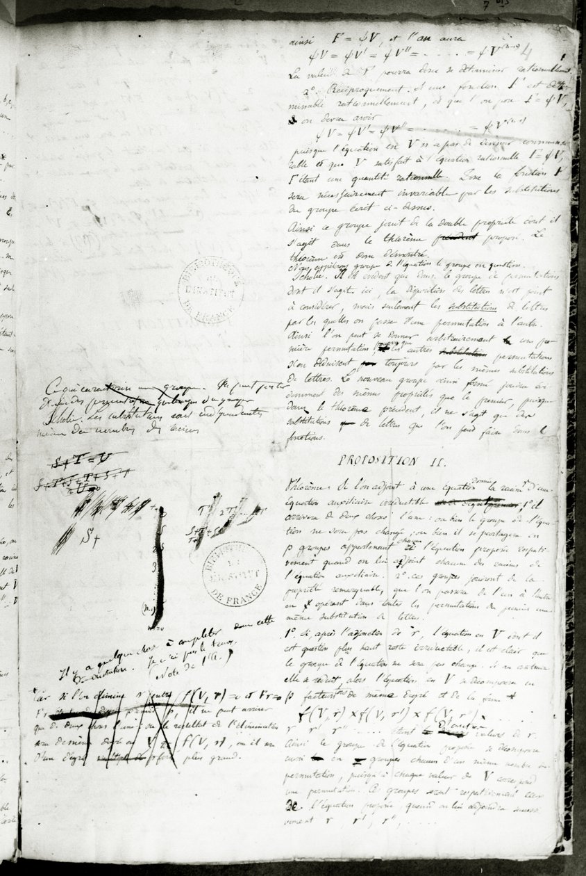 Writings on the conditions for solving an equation by radicals, 1832 by Evariste Galois