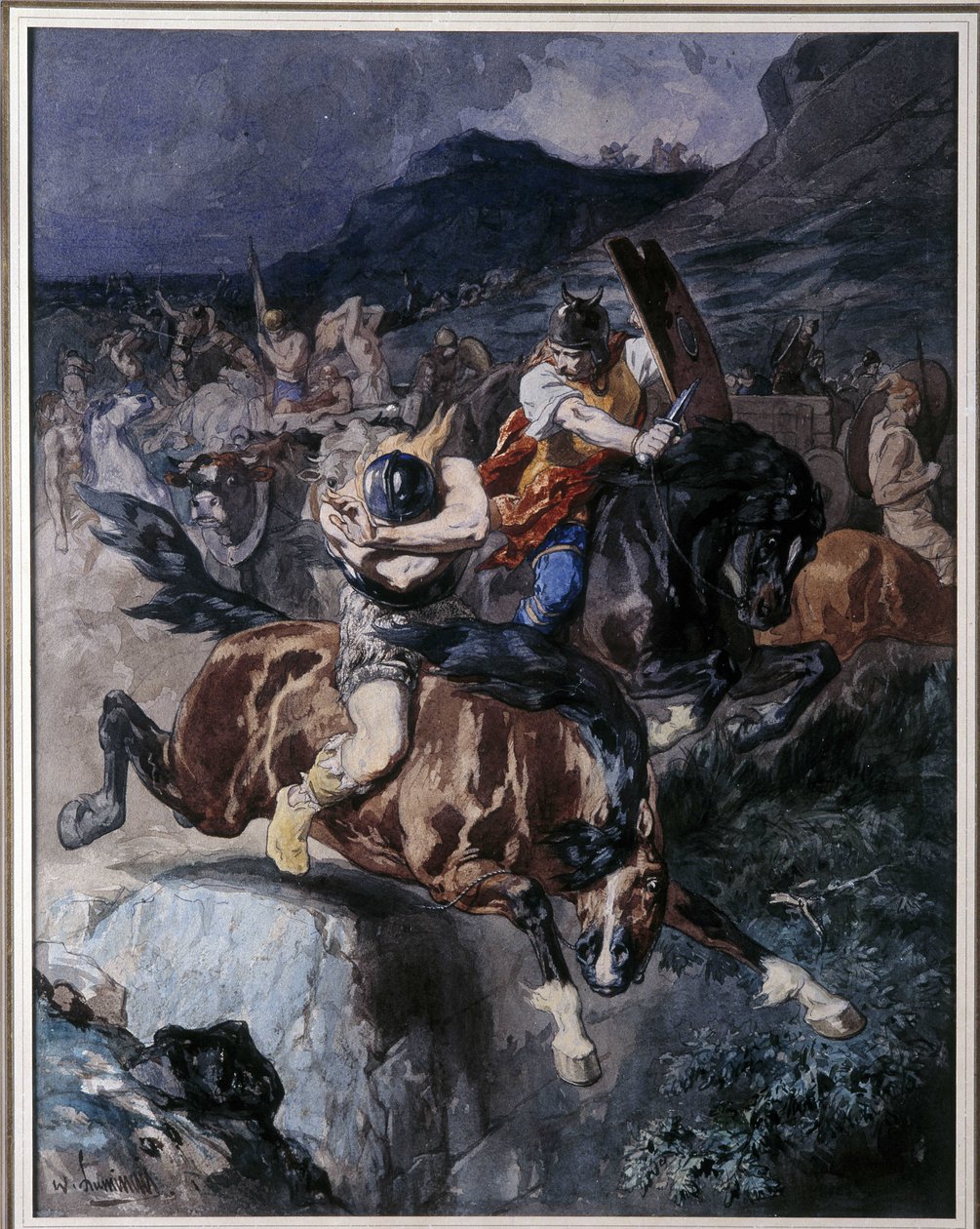 Fight of Francs horsemen by Evariste Vital Luminais