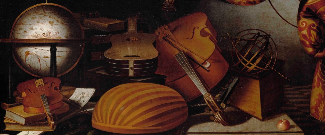 Still Life with Musical Instruments, Globe and Armillary Sphere (detail)
