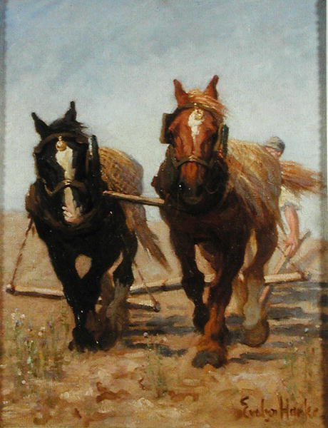 The Ploughing Team, Sussex Downs by Evelyn Harke