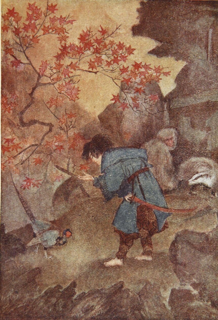 Momotaro and the pheasant, illustration from 