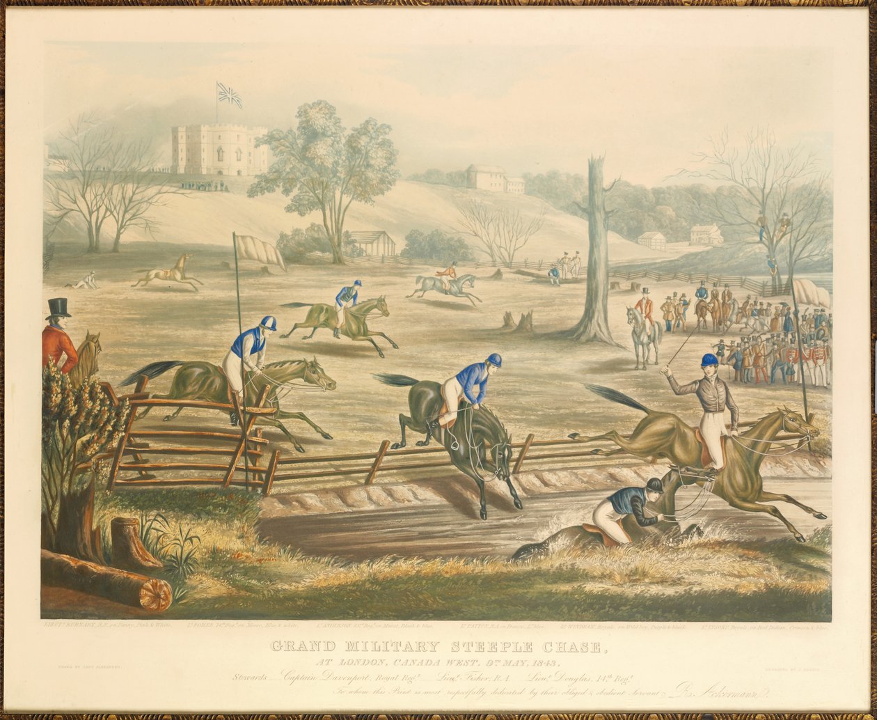 Grand Military Steeple Chase, at London, Canada West, 9th May, 1843 (engraved by J. Harris) by Evelyne Marie Alexander