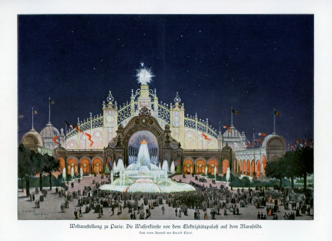 Fountains at the Palace of Electricity, Champ de Mars, Paris World Exposition 1889 by Ewald Thiel