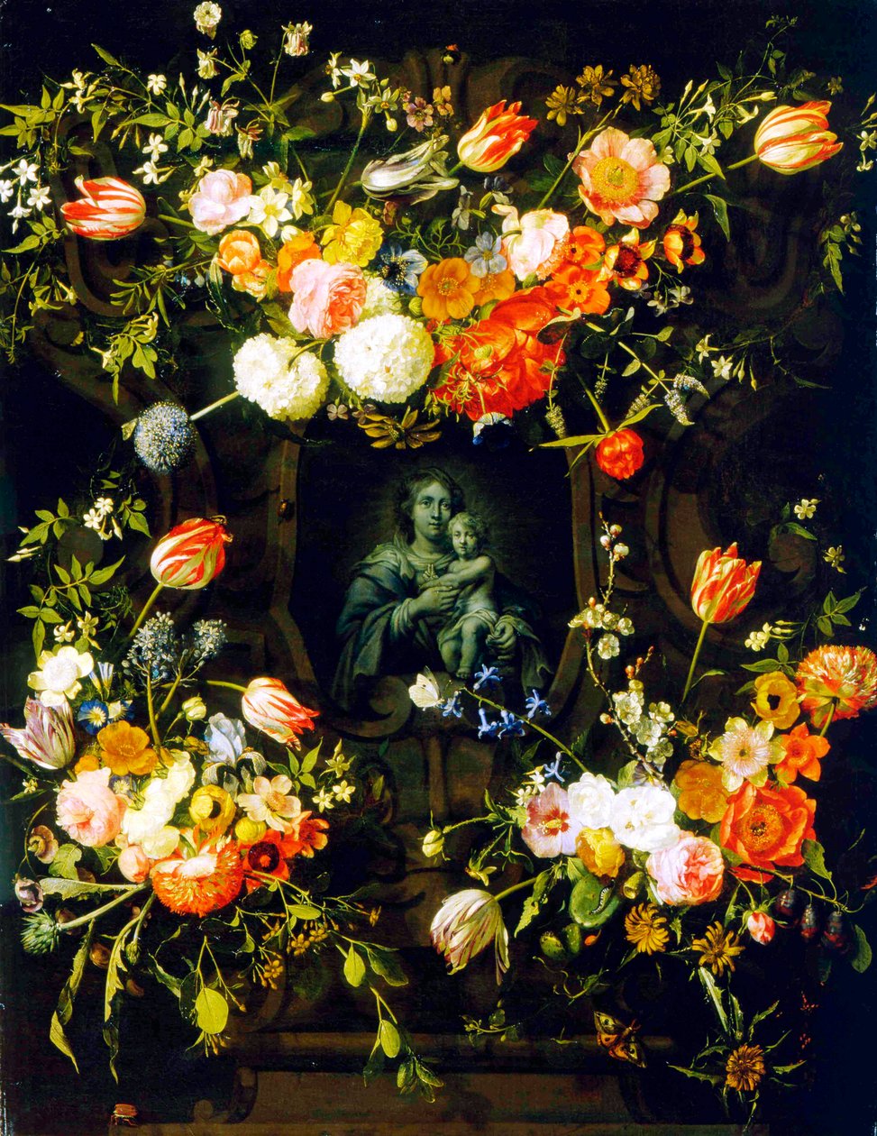 Madonna Surrounded by Flowers by Eykens or Ijkens Ykens