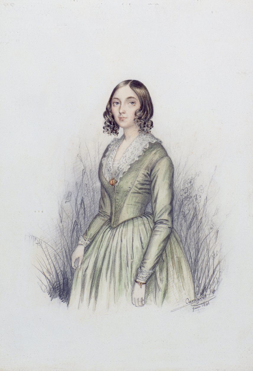Portrait of a Young Lady in a Green Dress, 1841 by F. Camaret