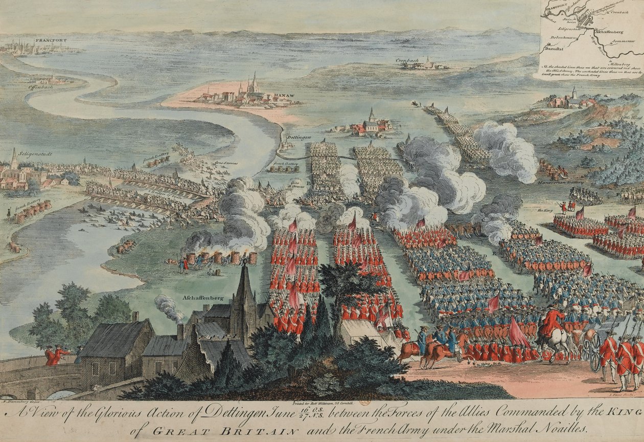 A View of the Glorious Action of Dettingen, 16th-27th June 1743, Engraved by I. Pano, Published by Robert Wilkinson, London, 1743 by F. Daremberg