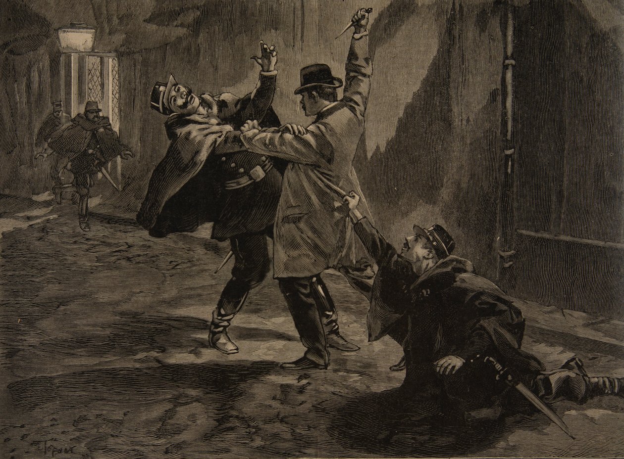 Etievant, the Anarchist commits the stabbing, illustration from 