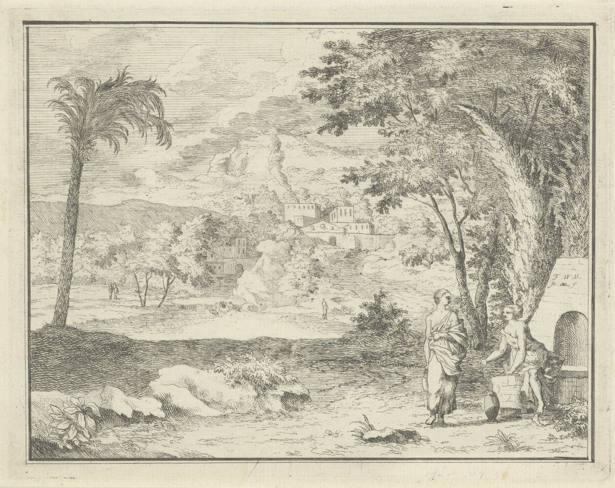 Italianate Landscape with Two Women by F.W. Musculus