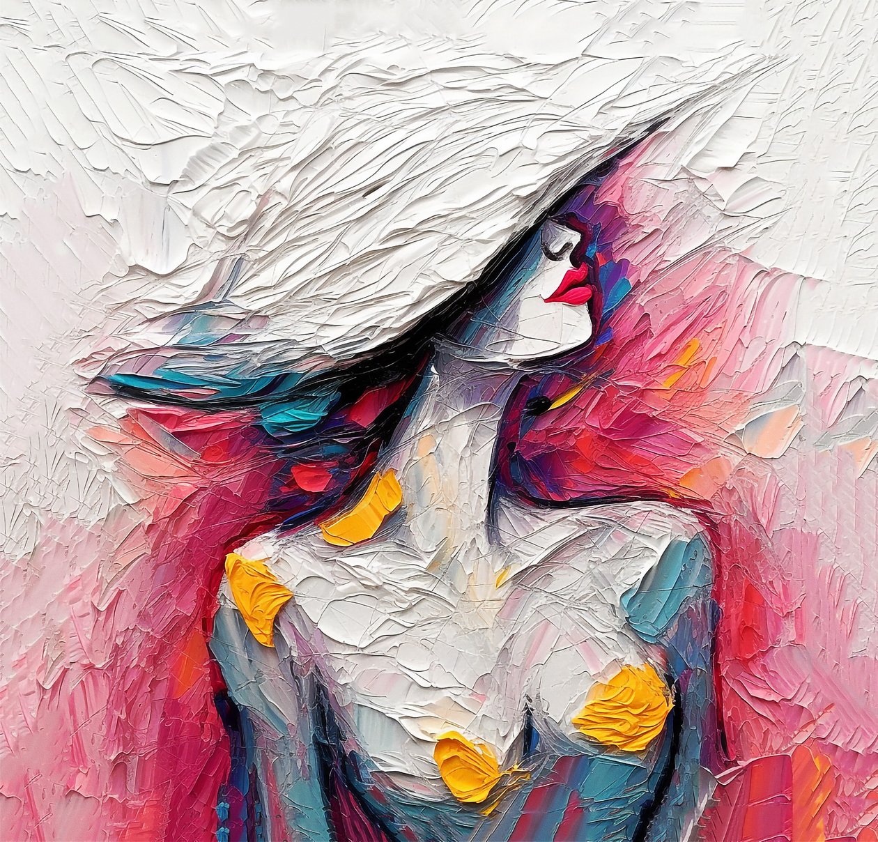 Abstract Oil Painting Fashion Portrait Lady, Wall Art Prints for Sale by F. Abderrahim
