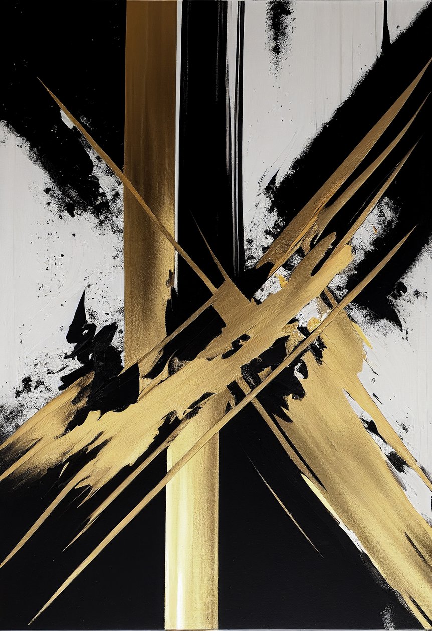 Contemporary Gold Black Painting by F. Abderrahim