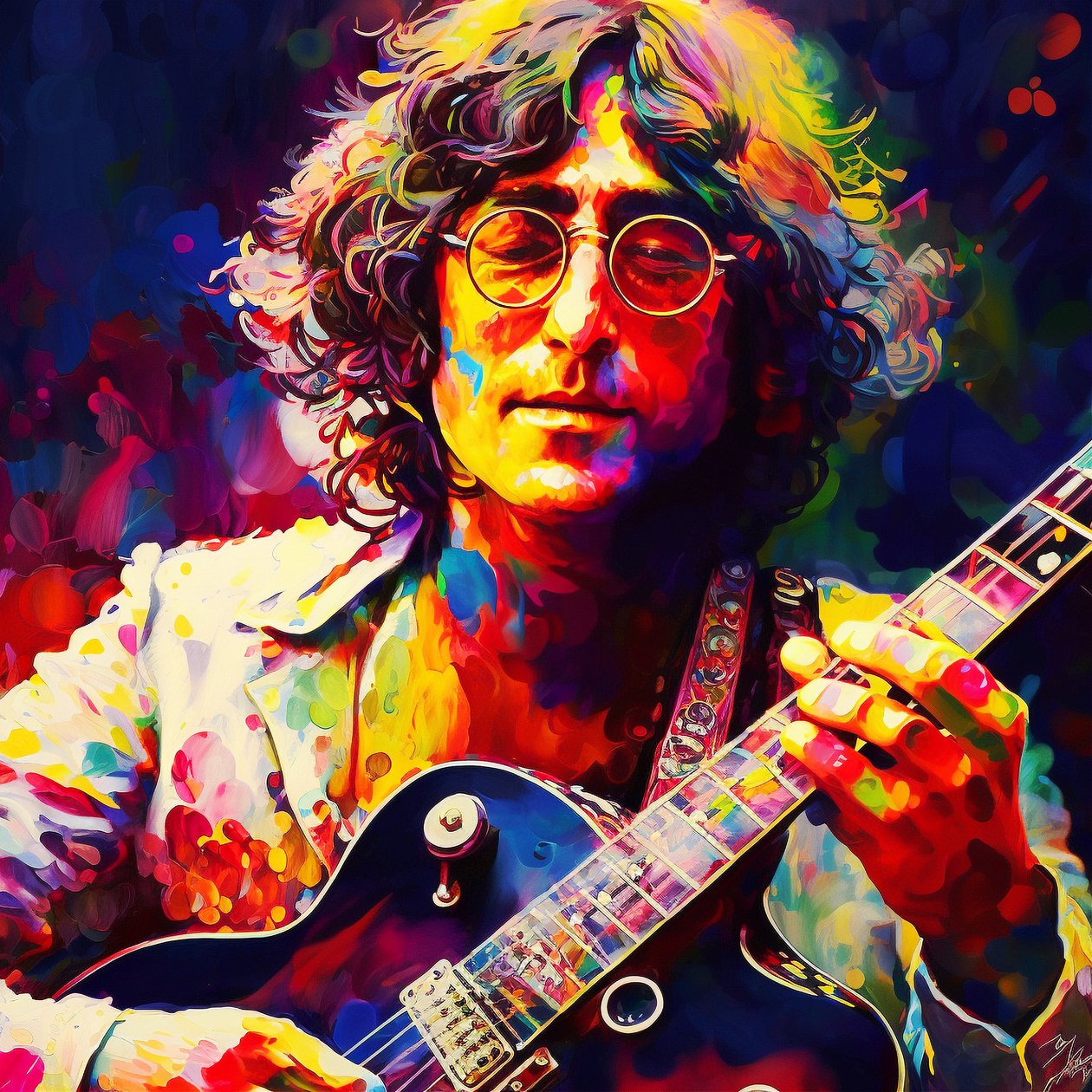 John Lennon portrait painting, hall and living room decoration by F. Abderrahim