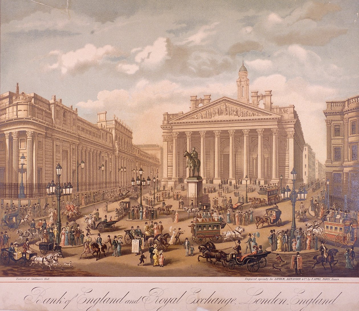 Bank of England and Royal Exchange, London by F Appel