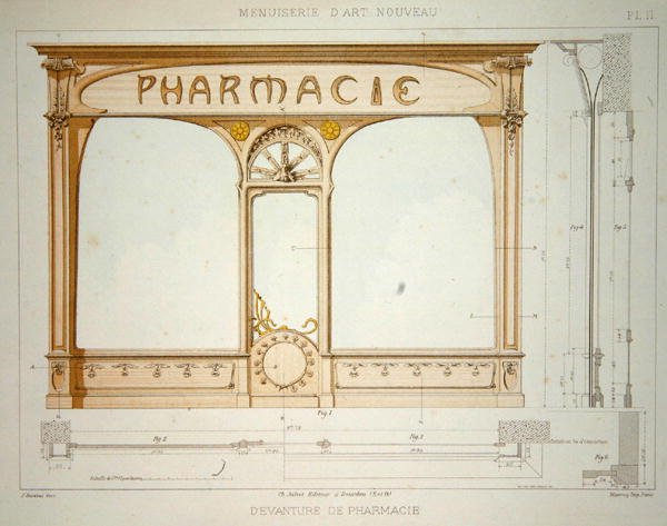 Design for a pharmacy shop front, illustration from 