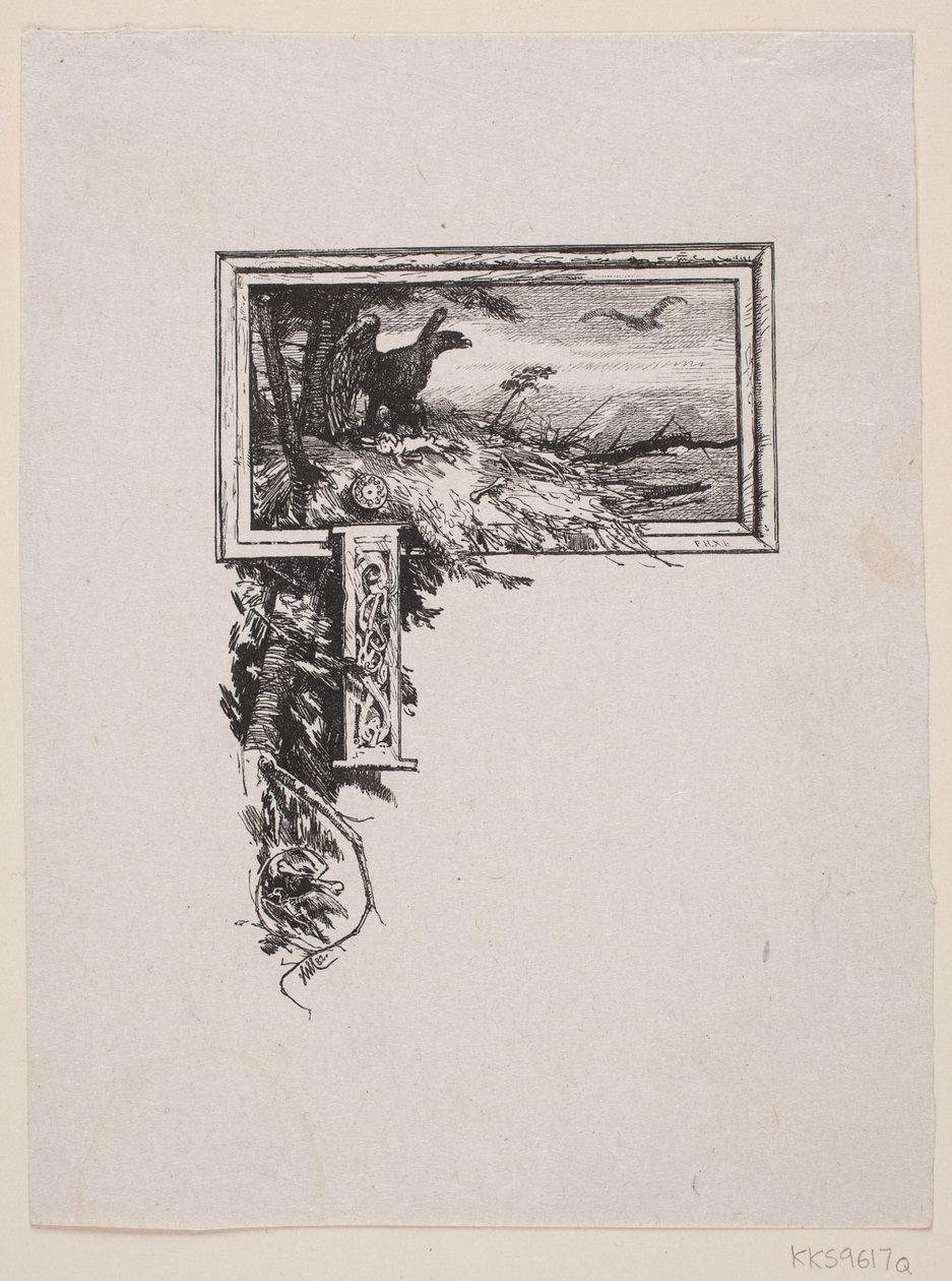 Initial vignette. "J" with an Eagle