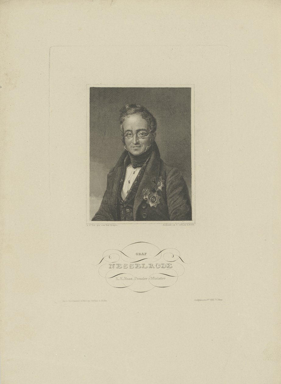 Portrait of Count Karl Robert Nesselrode 1780-1862 by F. L. Lehmann