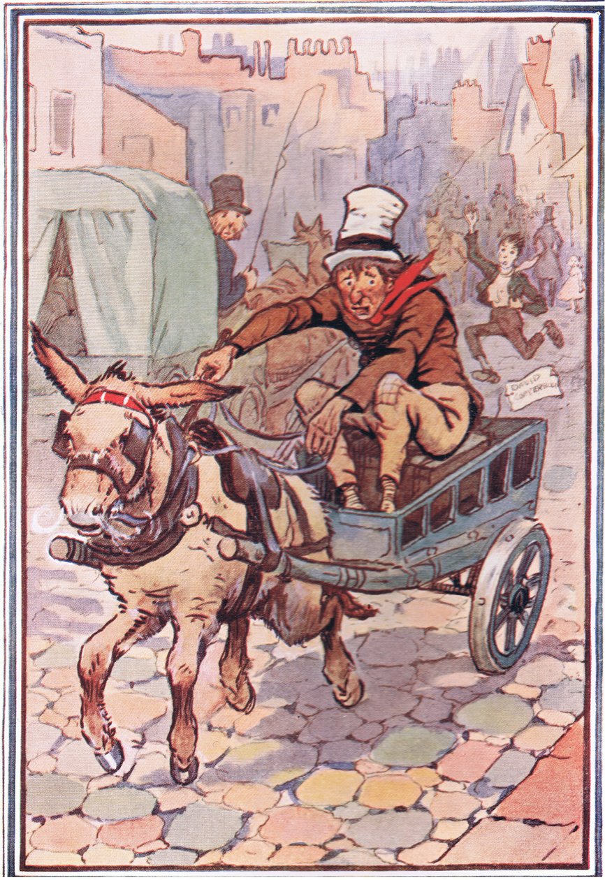 David ran after him as fast as he could, illustration from David Copperfield, 1914 by F. M. B. Blaikie
