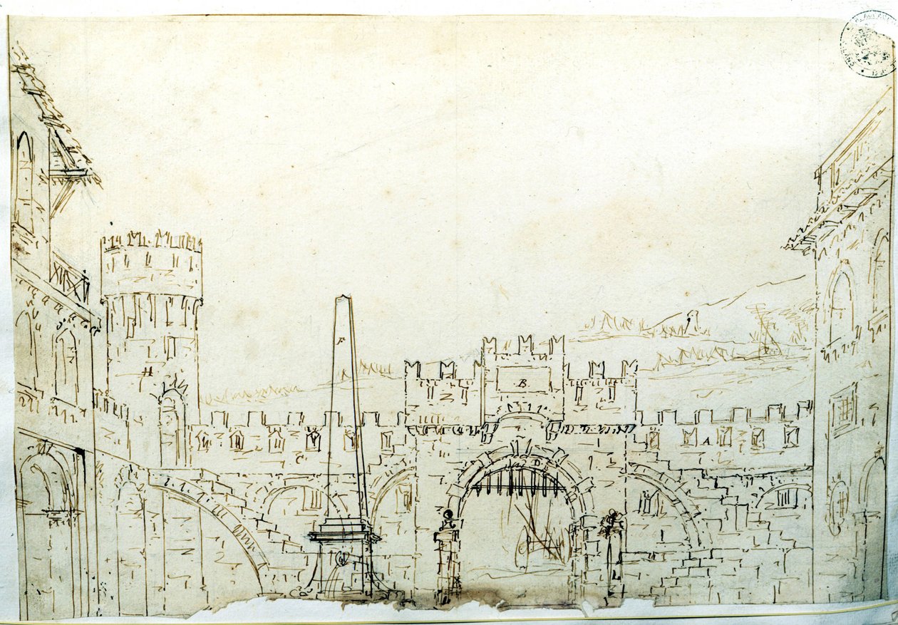 Scenographic setting by F. Galliari for Antonio Vivaldi