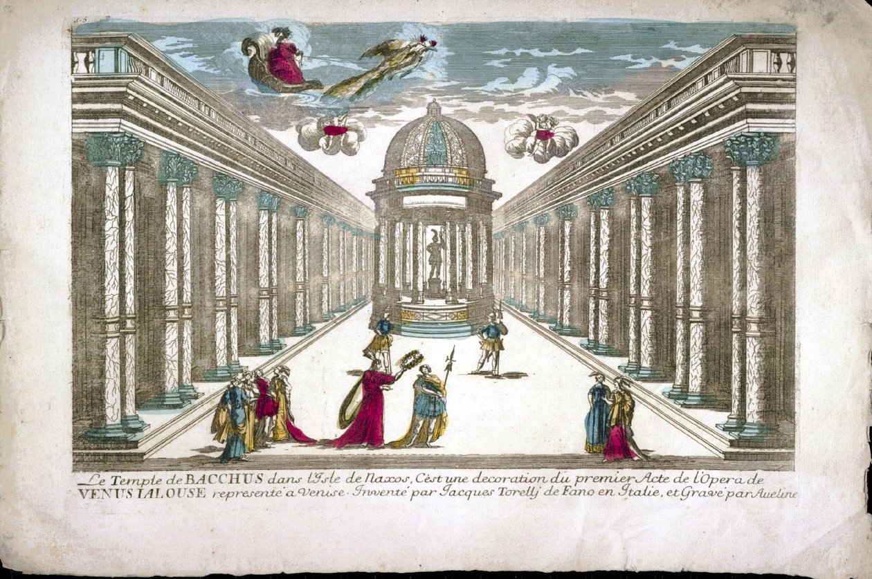 The temple of Bacchus. Illustration for act I of the opera La venere gelosa (Venus jealous) by Francesco Sacrati. Decor by Jacopo Torelli by Family Aveline