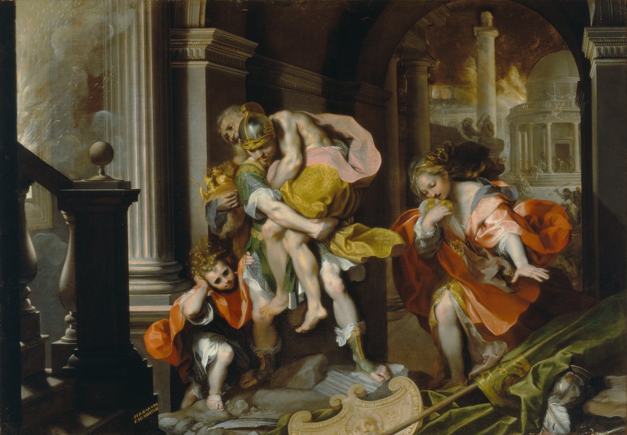 Aeneas and Anchises Escaping from Troy by Federico Fiori Barocci or Baroccio