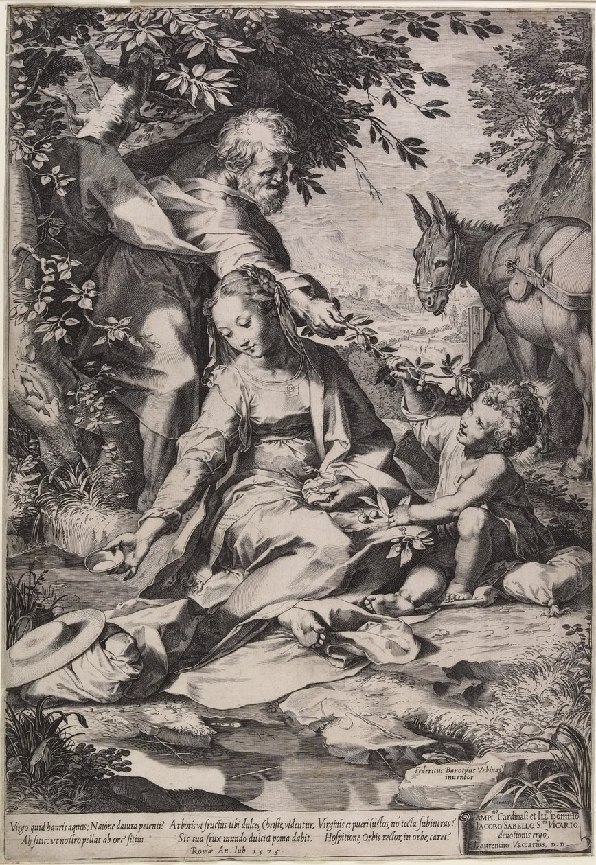 The Rest on the Return from Egypt, engraved by Cornelis Cort, 1575 by Federico Fiori Barocci or Baroccio