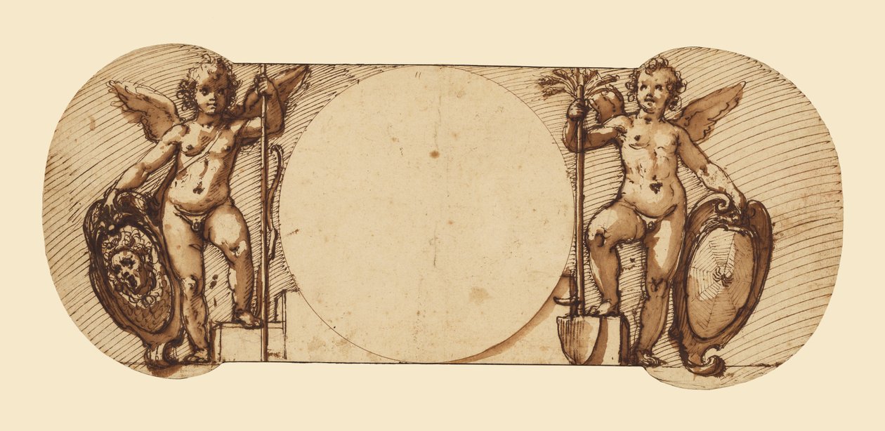 Two Child Angels, Symbolizing Patience and Industry by Federico Zuccaro