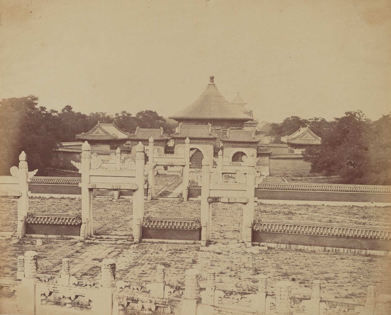 Interior and Arches of the Temple of Heaven Where the Emperor Sacrifices Once a Year, in the Chinese City of Beijing, October 1860 by Felice Beato