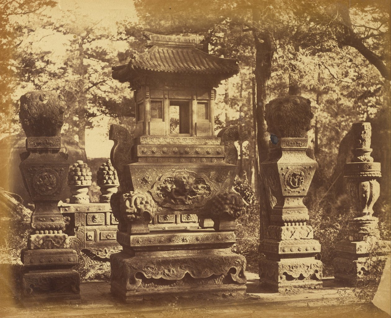 Interior of the Tomb at the Depot near Pekin, October 1860 by Felice Beato