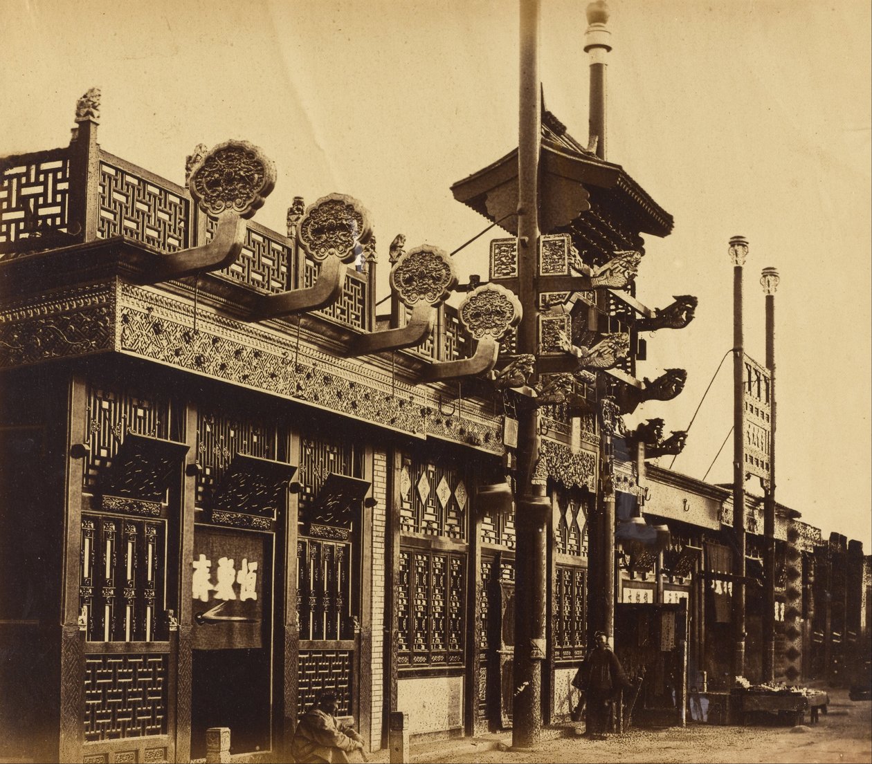Shops and Street, Chinese City of Pekin, October 1860 by Felice Beato