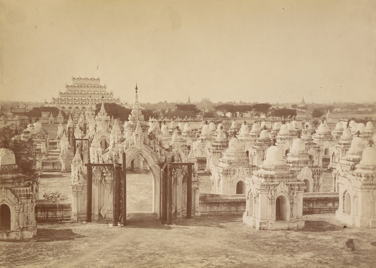 The 450 Pagoda from the Central Pagoda - Mandalay by Felice Beato