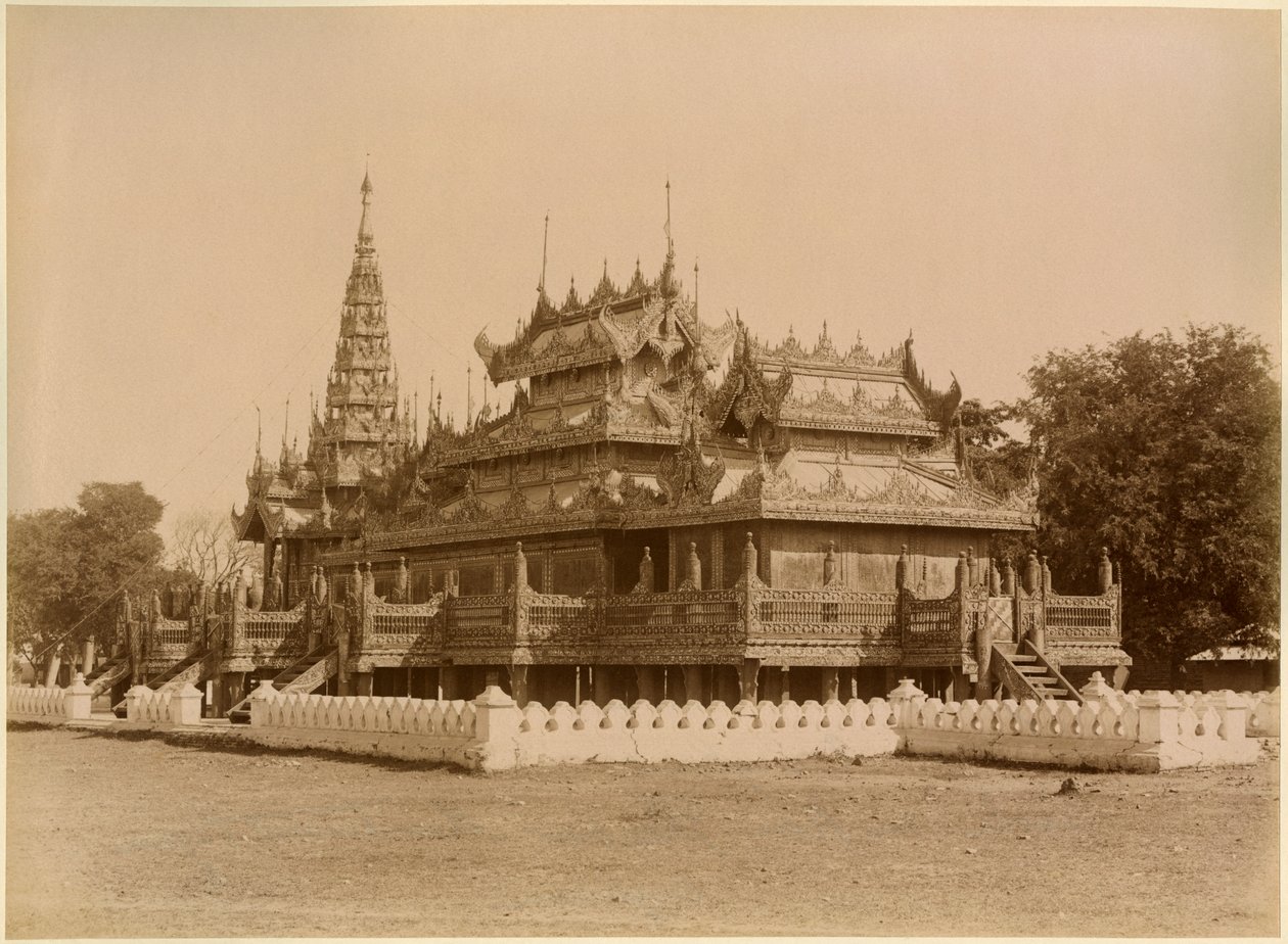 The Nan-U Human-Se, Shwe-Kyaung in the Palace of Mandalay, Burma, late 19th century by Felice Beato