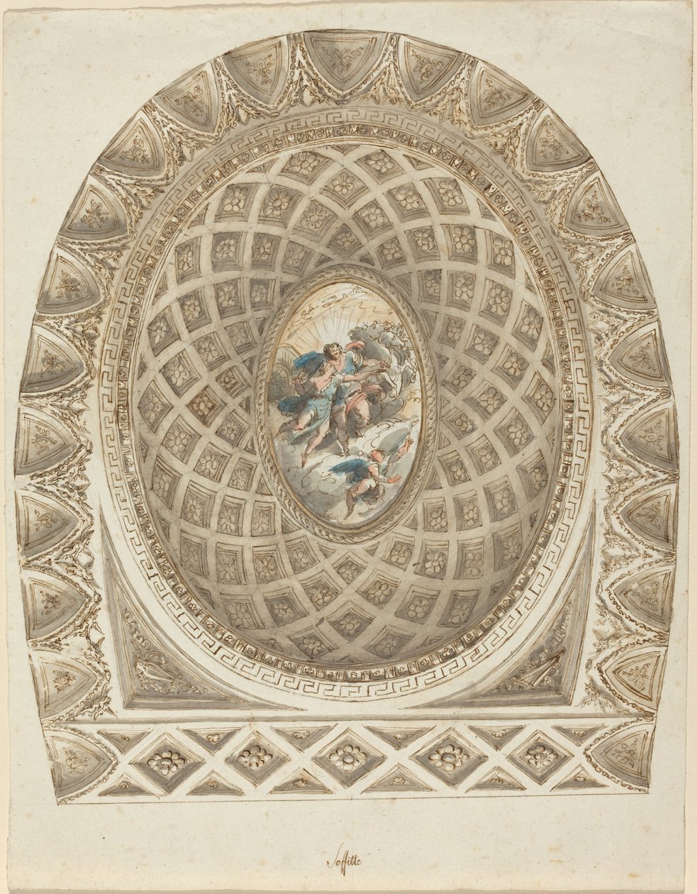 A Coffered Dome with Apollo and Phaeton by Felice Giani