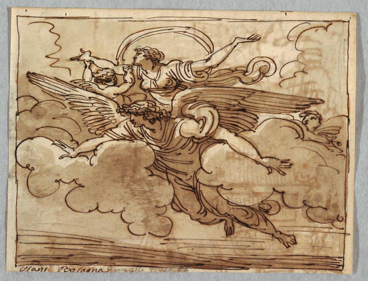 A Woman Supported by a Flying Angel by Felice Giani